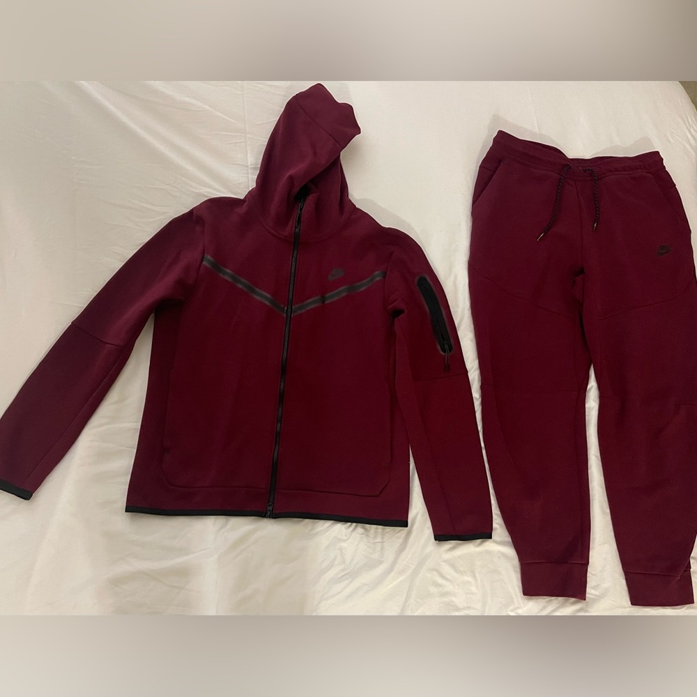 Nike Maroon Tracksuit with Black Details